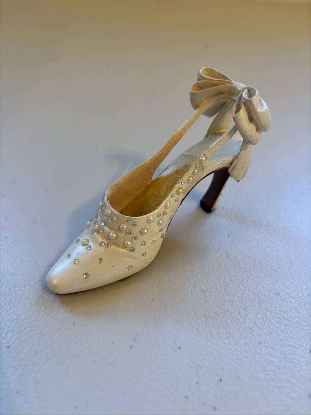 Just The Right Shoe Ivory Pearl and Bow High Heel Pump